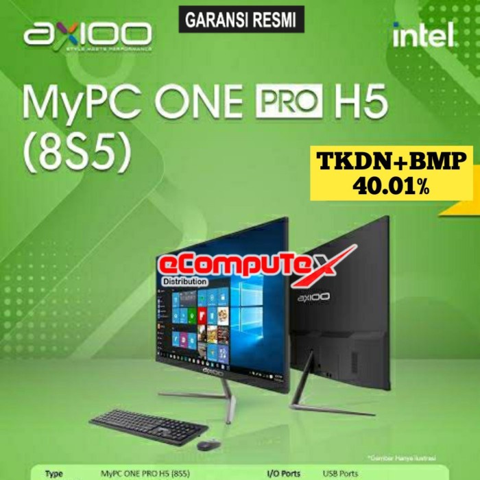 PC AIO AXIOO MYPC ONE PRO H5 (8S5) i5 RAM 8GB 512GB 21.5&quot;FHD TKDN GARANSI RESMI