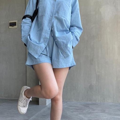 DAYS Linen Shirt Set (Kemeja + Celana) / Setelan Wanita / Set Wanita / Kemeja Oversize / Set Kemeja 