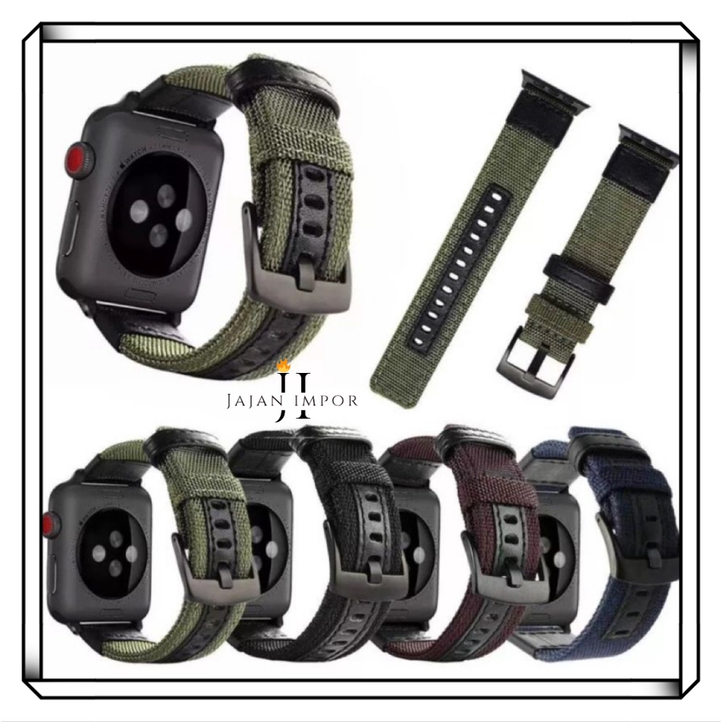 Tali Strap Kanvas kulit Nylon Kulit iWatch / i watch 3 4 5 6 7 SE  41mm 45mm Iwo