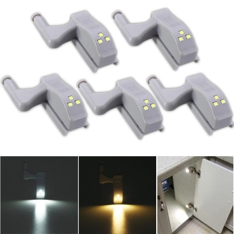 Lampu Engsel Pintu Lemari Closet Tenaga Baterai Inner Hinge Lamps Sensor Lepas Pasang Lemari Kabinet Lampu Instalasi Nyaman LED Induction Cabinet Night Light Universal