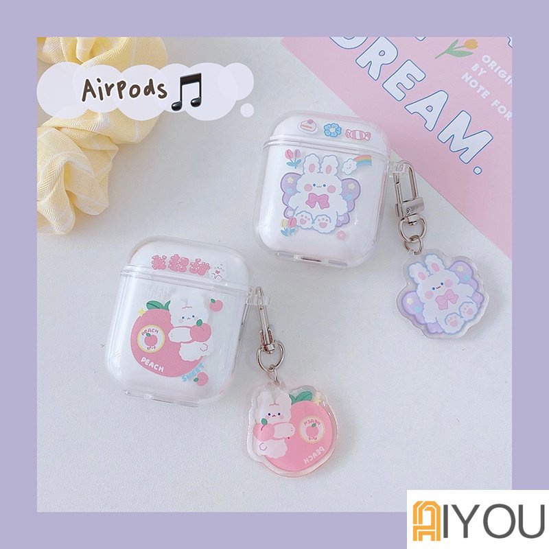 Casing soft case Silikon Transparan Motif Kartun Kelinci Untuk Apple airpods 1 / 2 generation inpods 1 2