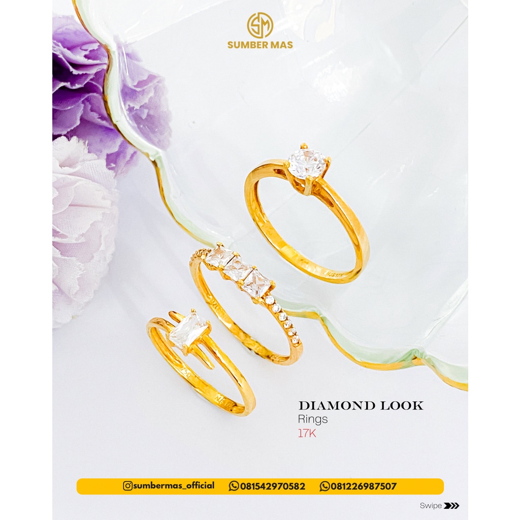 PINK SAKURA &amp; DIAMOND LOOK SERIES RINGS 17K - SUMBER MAS