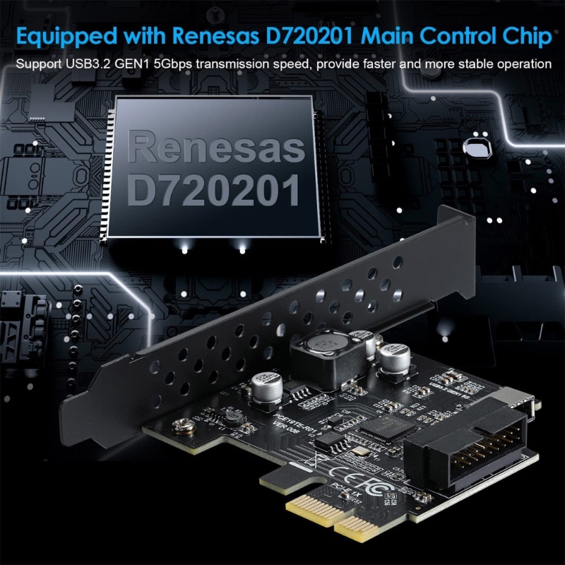 Zzz PCI-Express 3.0 X1 USB3.2 20Pin Riser Adapter Untuk Desktop PC USB 3.2 Gen1 TYPE-E (A-KEY) Ke Kartu Ekspansi D720201 Chi