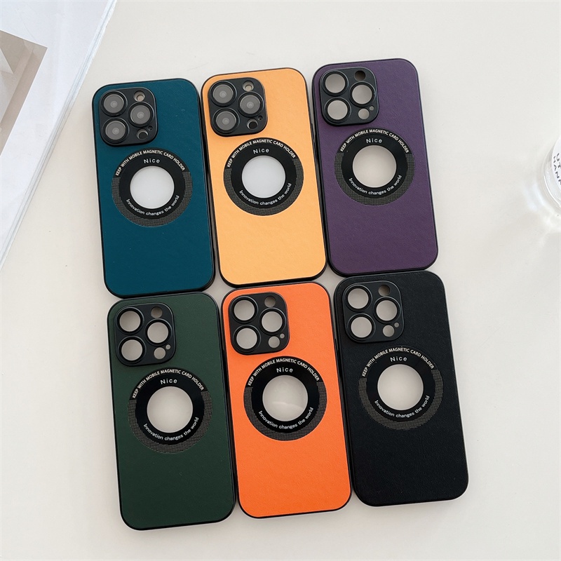 IPHONE Lensa Penyerapan Magnetik Kulit Polos Gaya Dan Sederhana Melindungi Penuh Casing Ponsel Untuk Iphone14 13 12 11 Pro Max Plus Penutup Belakang Jatuh Dan Tahan Guncangan