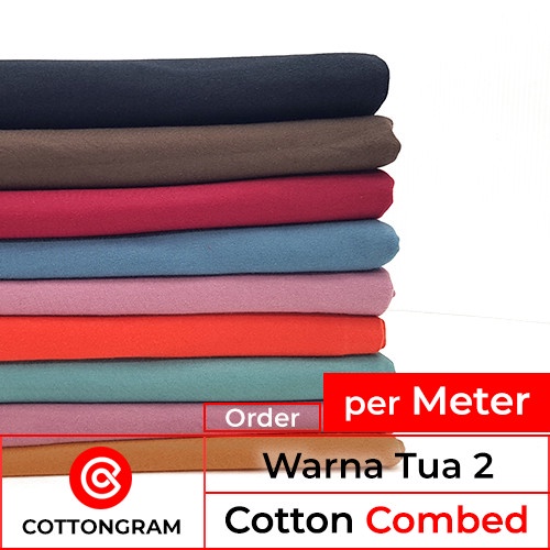 Cotton Combed Premium Kain Kaos Meteran Warna Tua Part 2 per Meter - Random, 30s