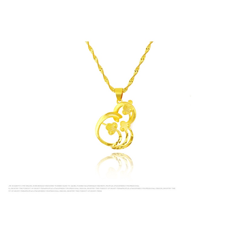 Goldkingdom Perhiasan Fashion Emas Asli Kadar 375Bangkok Aksesoris Ready Stock Pasir-Peledakan Lapis Emas Labu Kalung Wanita Liontin Sederhana Dan Kaya