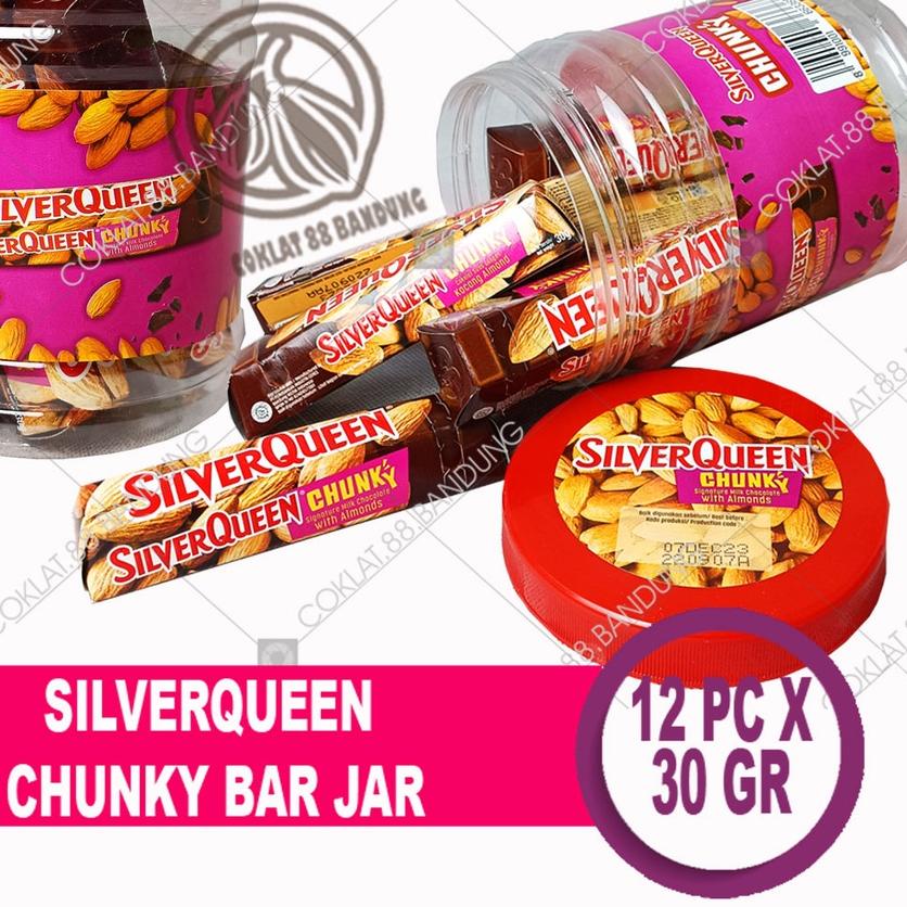 

☜ SilverQueen Chunky Bar Toples Isi 12 pcs X 30 gr Coklat - Cokelat SIlver Queen ChunkyBar Jar 30 gram X 12 Batang Milk Chocolate Cashew Almond BOX ☏