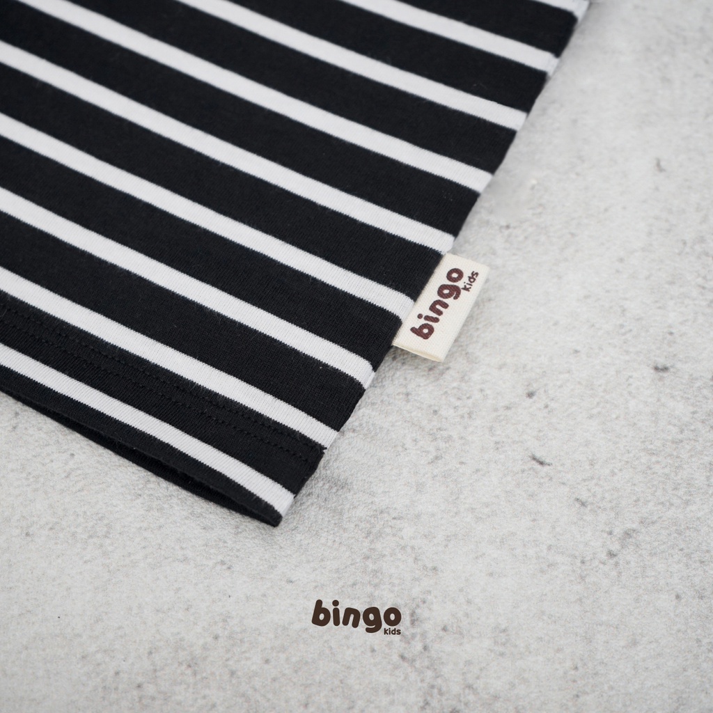 BINGOKIDS | STRIPE T-SHIRT / Kaos Garis Anak Balita / Kaos Salur T Shirt 1-5 Tahun         Anak Laki Unisex Katun Premium Monochrome Monokrom Hitam Abu Navy Donker Kuning