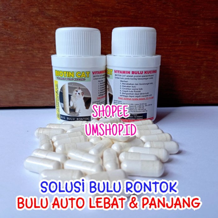 Terlaris Biotin Cat Vitamin Bulu Kucing Lebat Panjang Bulu Rontok Ampuh