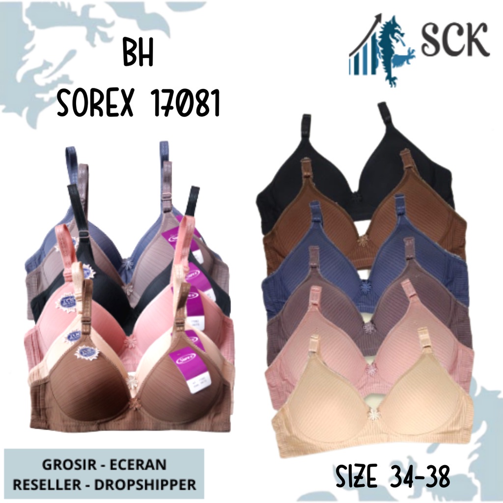 BH SOREX 17081 Tanpa Kawat Busa Tipis Motif Bunga / Pakaian Dalam Wanita - sckmenwear GROSIR