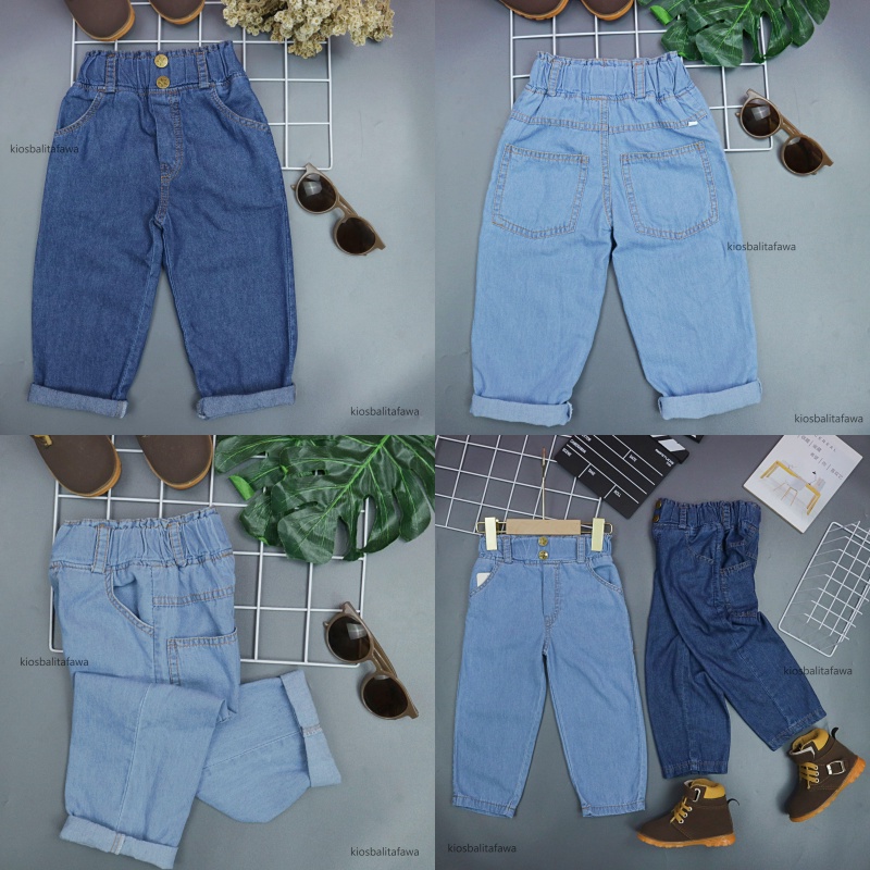 (1-5 Tahun) Zein Denim Highwaits Anak Laki / Celana Boyfriend Laki Perempuan Jeans Celana Panjang Baggy Pants Jins Korea Style Kualitas Import Lepis Levis Anak Cowok Babycinnamon