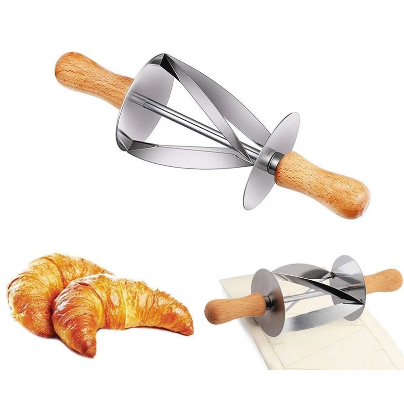 Croissant Cutter Pastry Pemotong Kulit Maker Roller Pembuat Roti Gulung Pastel Stainless Steel