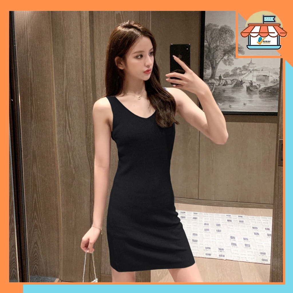 RSB BR189 Tanktop MIni Dress Wanita Tanpa Lengan Korean Style