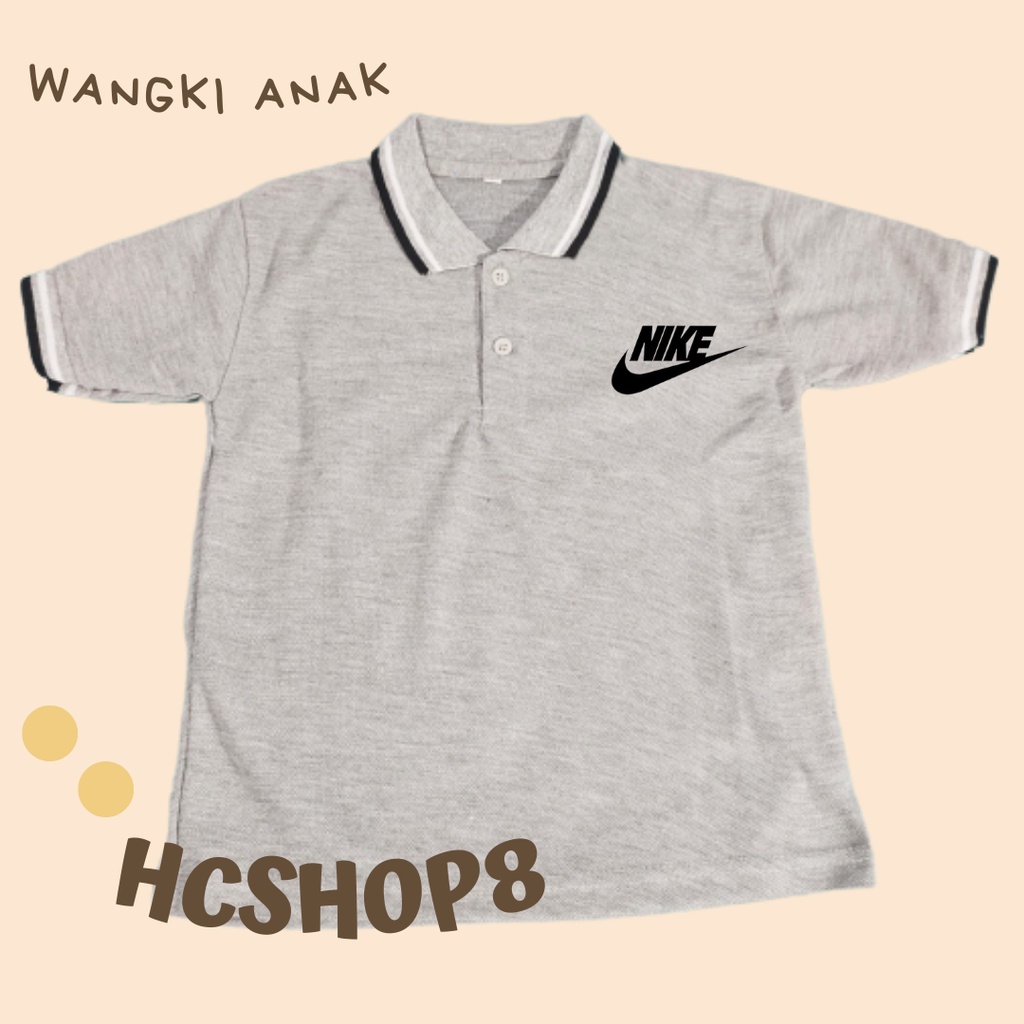 Polo Shirt Anak Laki Laki Perempuan Kaos Kerah Logo NI Usia 2-10Tahun Unisex