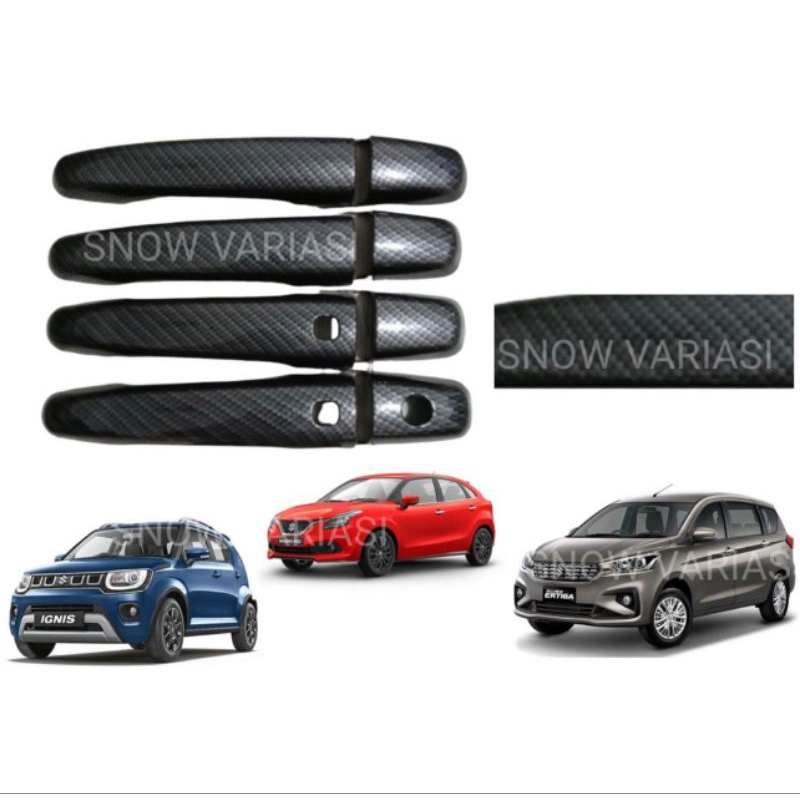 Handle Cover Pintu Suzuki Baleno Ignis Ertiga Xl7 2018 2022 2023 Smartkey Carbon Glossy