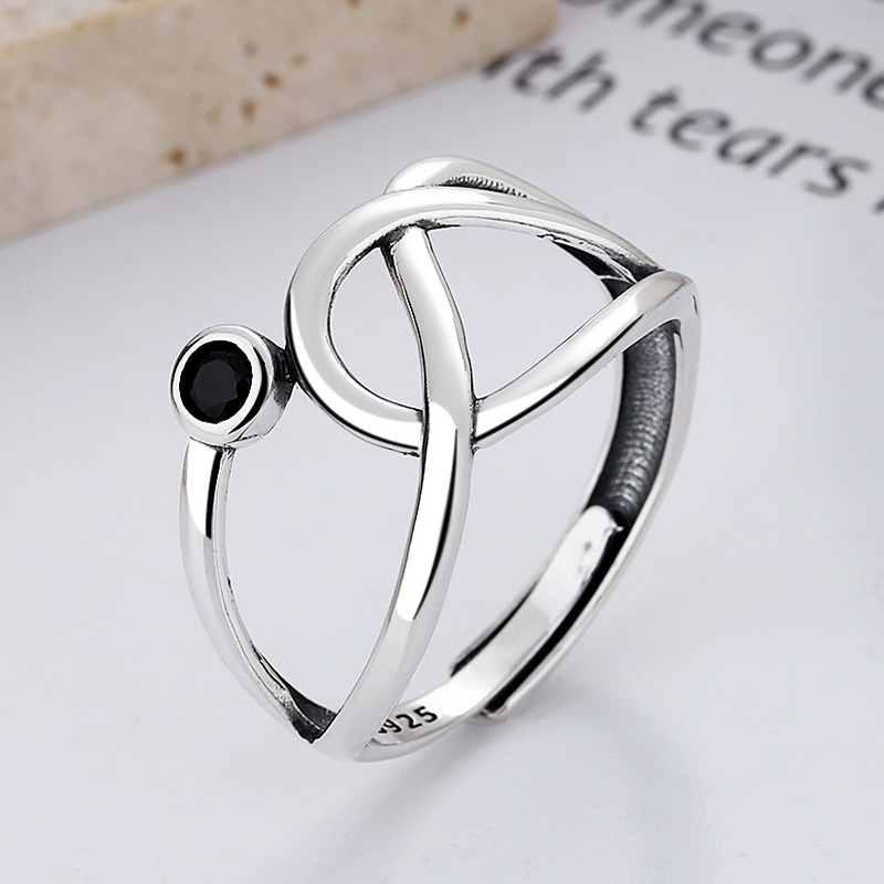 Cincin Wanita Korea Yunchaoxuan S925 Sterling Silver  Korea      Line Zircon  Pembukaan Cincin