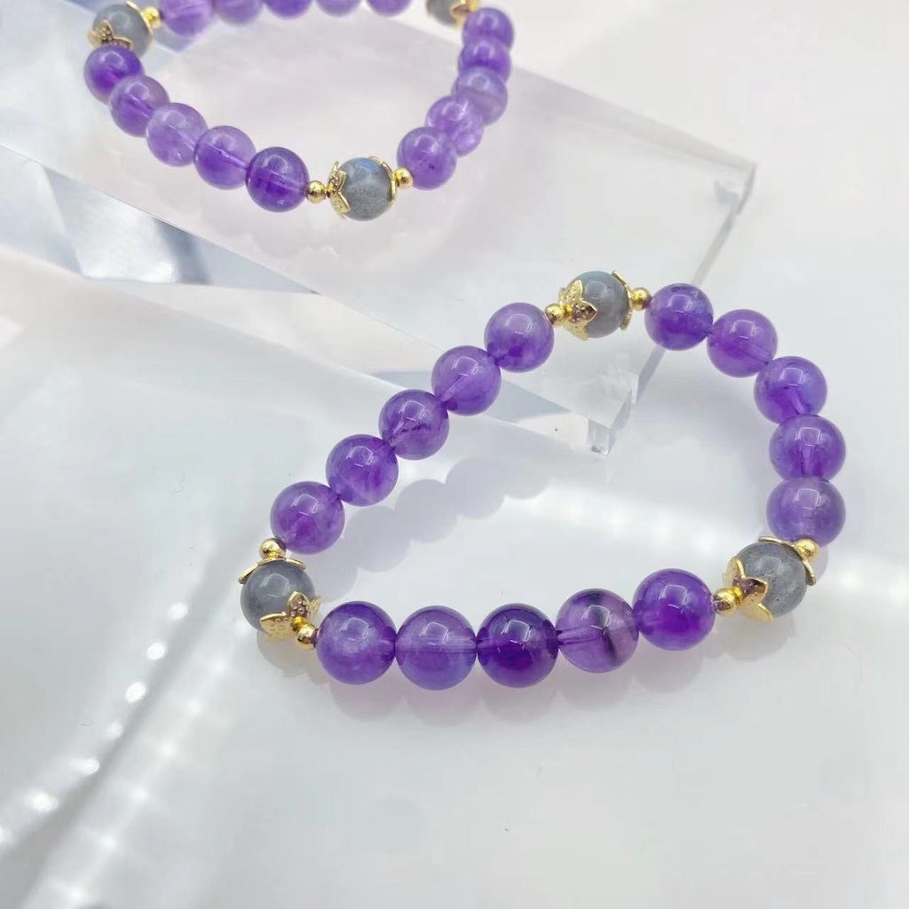 Gelang Kristal Energi Positif Natural Amethyst Moonlight Untuk Wanita