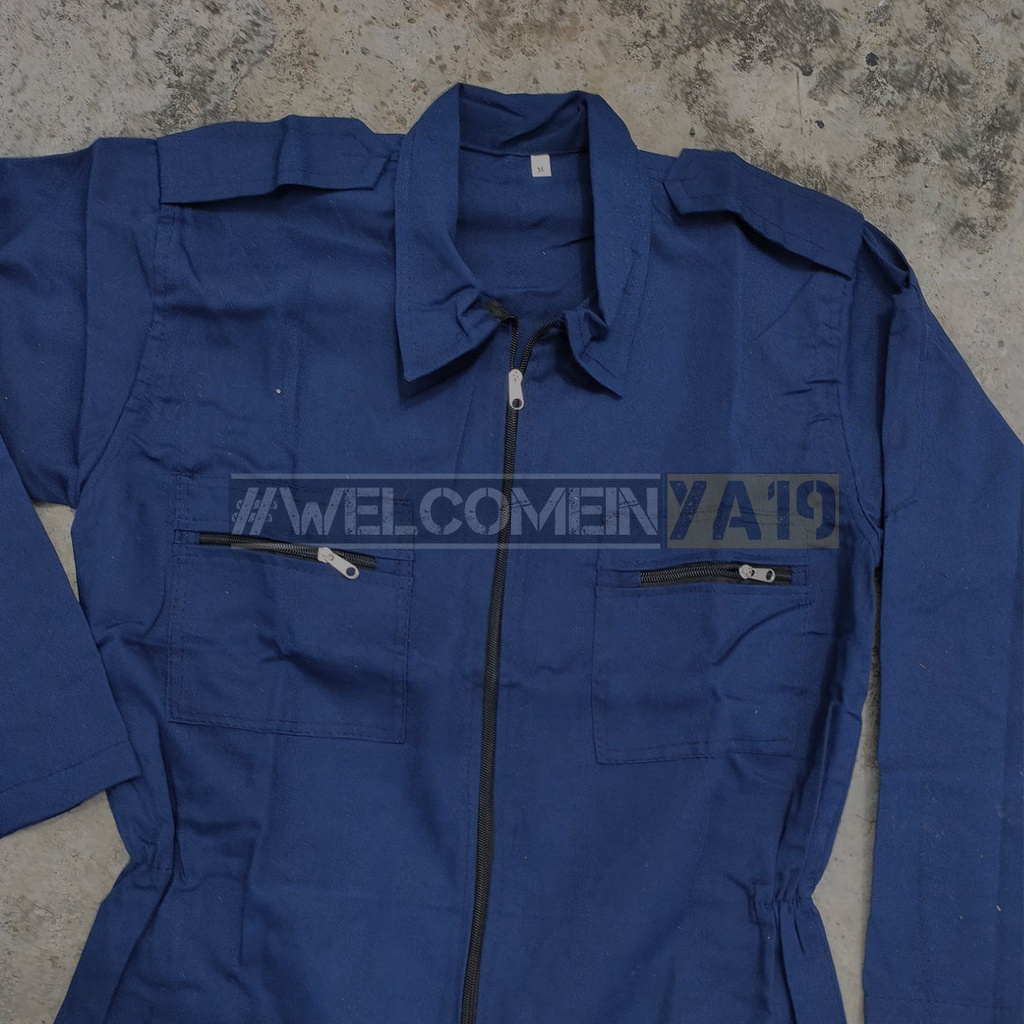 Wearpack / Baju Mekanik / Jumpsuit Overall Pria / Baju Praktek / Baju Bengkel Biru Dongker