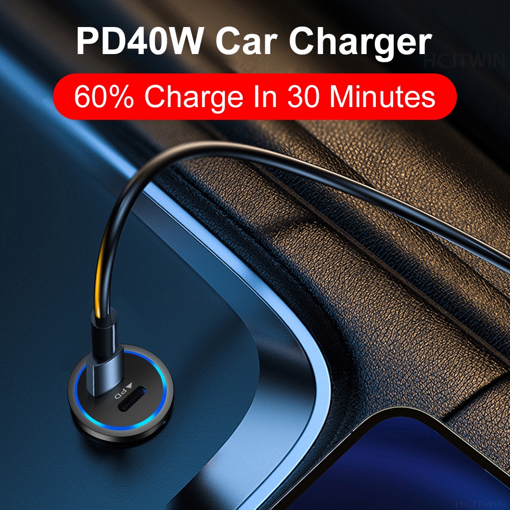 68w Dual PD Type C Charger Mobil Metal PD Charger Adapter Fast Charging Charger Untuk Hp Di Mobil Untuk i-Phone Android