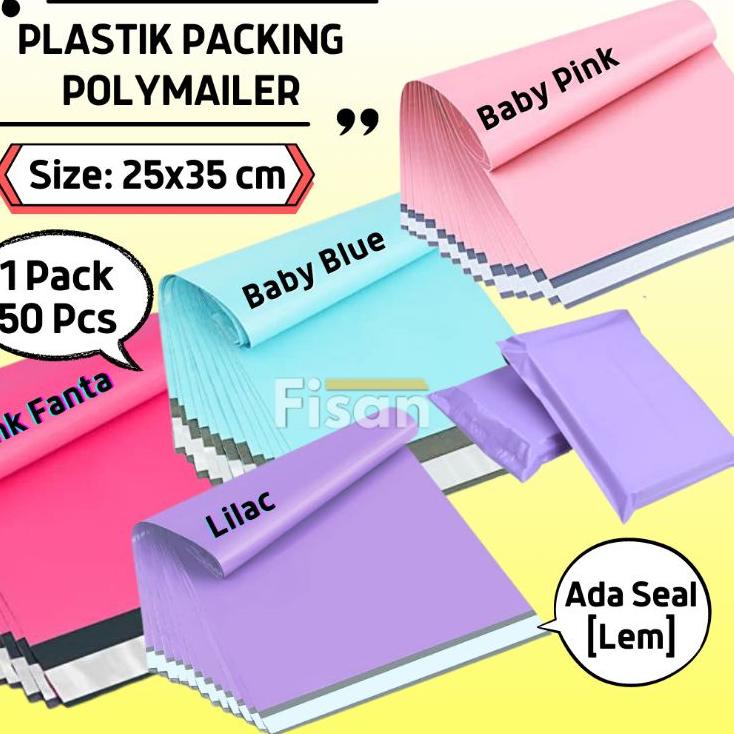 

Update Populer 50Pcs Polymailer Warna Baby Pink Fanta Baby Blue Lilac Kantong Plastik Packing Pink Biru 25x35