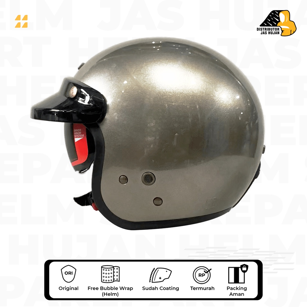 Helm NJS Retro NX2 Double Visor Intercom Silver Glossy