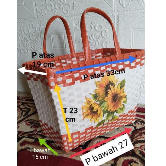 

L38 tas anyaman motif decopage L / tas hajatan / parcel lebaran TERMURAH か