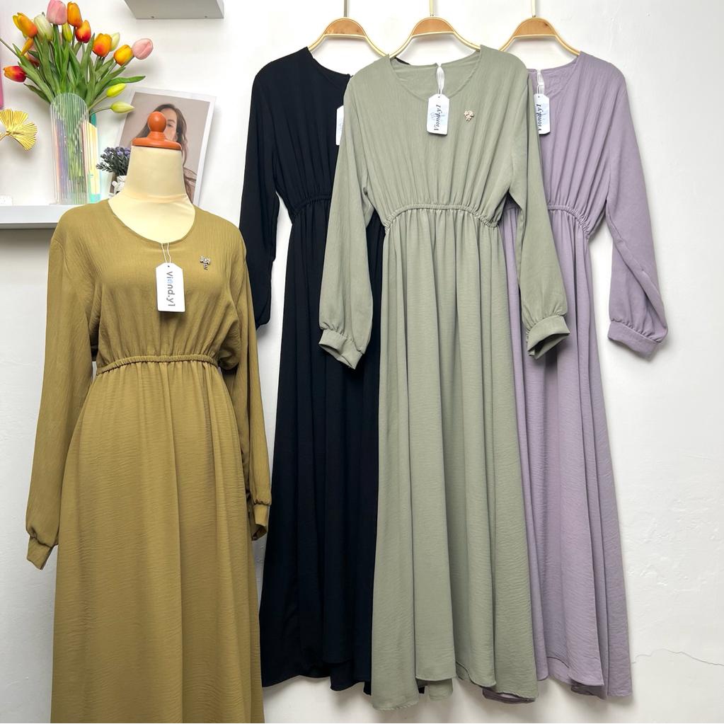 Dress Wanita Korea Maxi Fashion Casual Lengan Panjang Tunik Long Wanita E.36