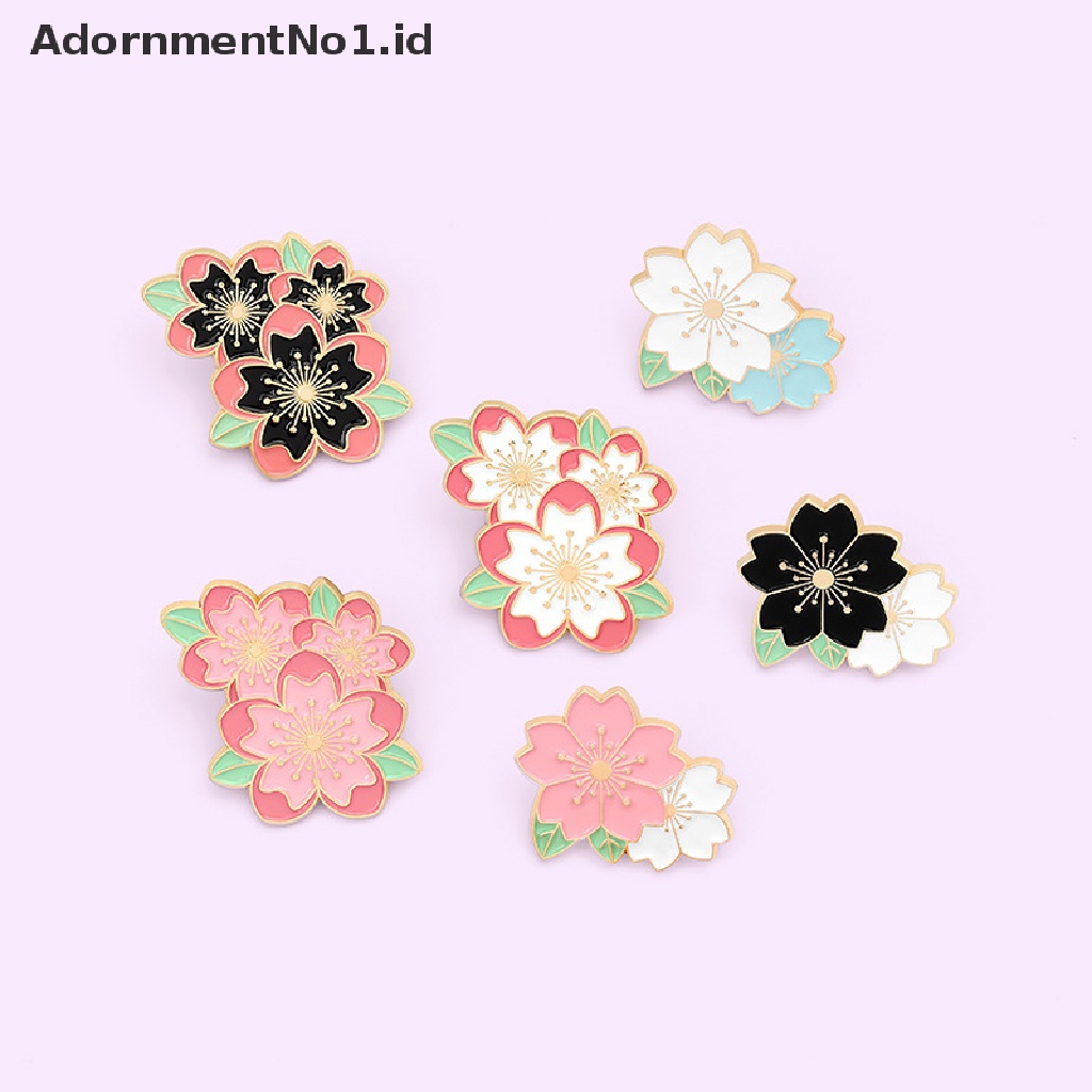 [AdornmentNo1] Sakura Enamel Pin Pink Putih Cherry Blossom Bros Tas Kerah Pin Kartun Bunga Lencana Perhiasan Hadiah Flower Pin [ID]