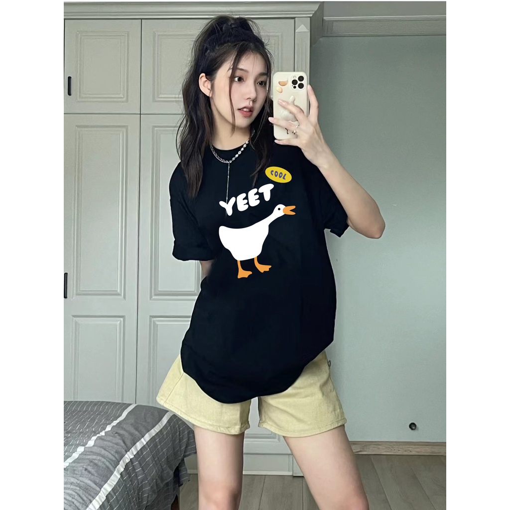 EUNII T-shirt Lengan Pendek Cartoon Duck Korean Style/Kaos Atasan Wanita/Baju Kaus Oversize Wanita/Kaos Wanita