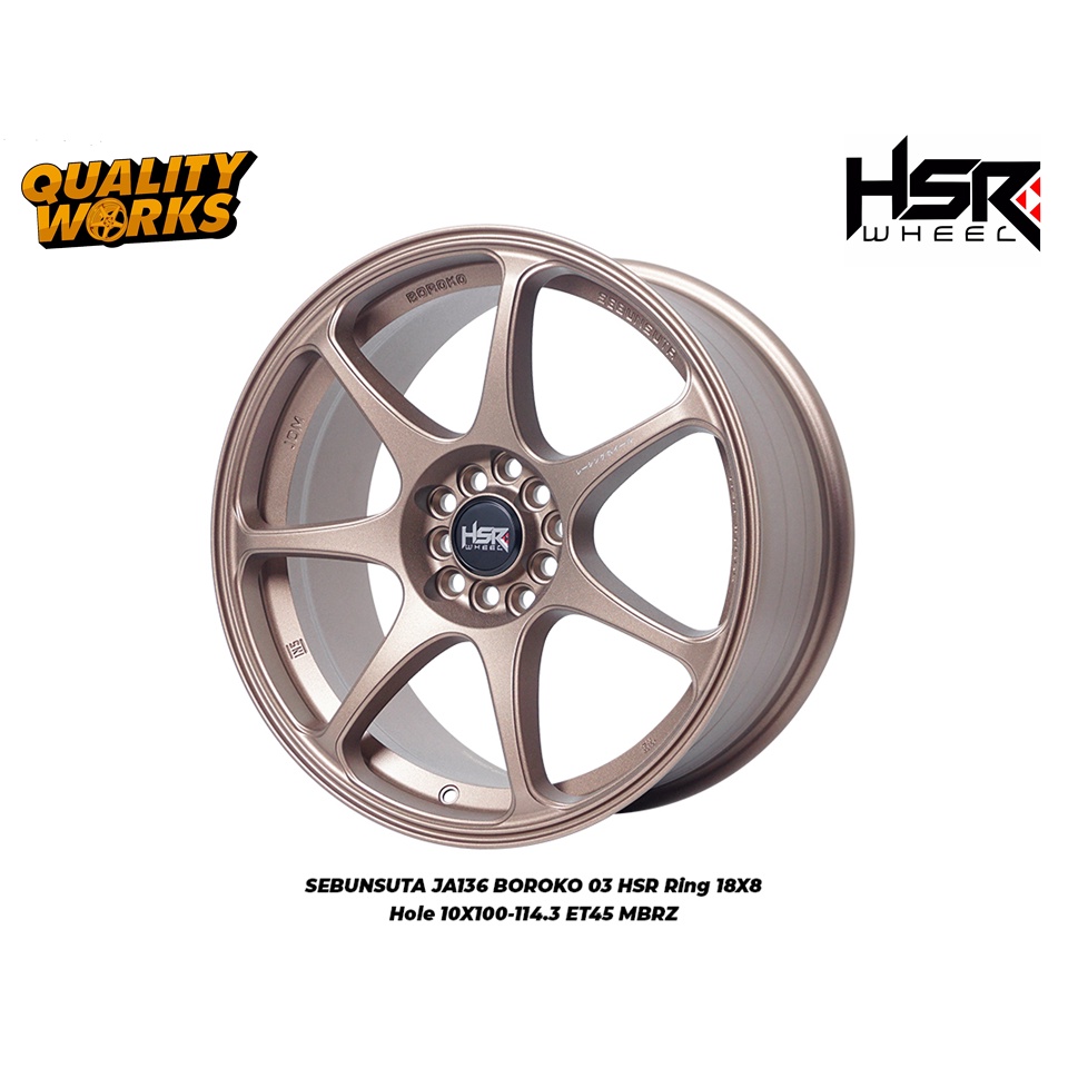 jual velg ring 18 HSR SEBUNSUTA BOROKO R18X8 H10X100-114,3 ET45 MBRZ UNTUK MOBIL INNOVA X-PANDER ALL