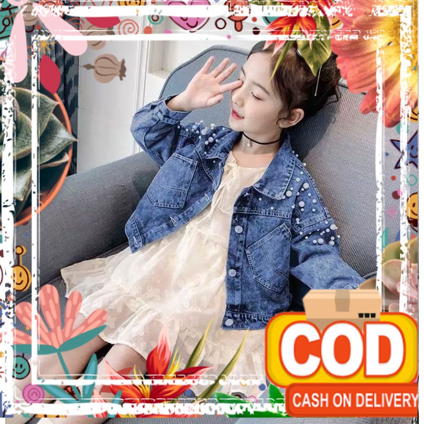 Mz_onlineshop BISA COD /jaket anak mutiara / jaket jeans anak crop mutiara / jaket jeans anak crop m