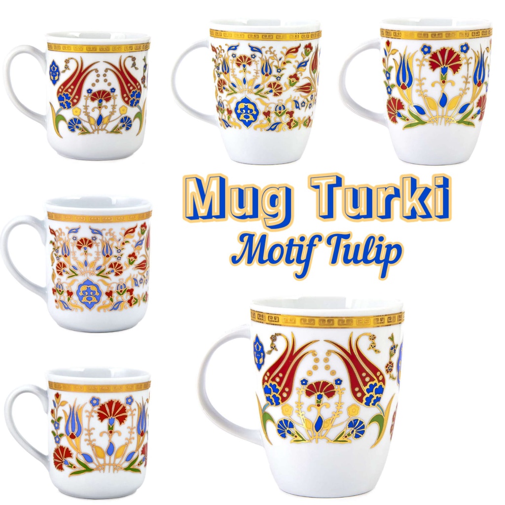 MUG TURKI MOTIF TULIP | MUG IMPOR TURKI | SOUVENIR TURKI