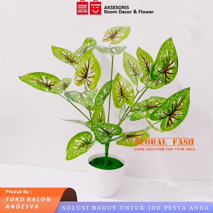 Tanaman Artificial Keladi Merah / Tanaman Hias daun Bunga Keladi merah