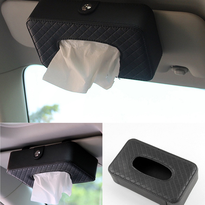 【COD】Kulit PU Kulit ​Tempat Tisu Mobil Kotak Tissue Kulit Mobil Mewah Tissue Box Holder Gantung