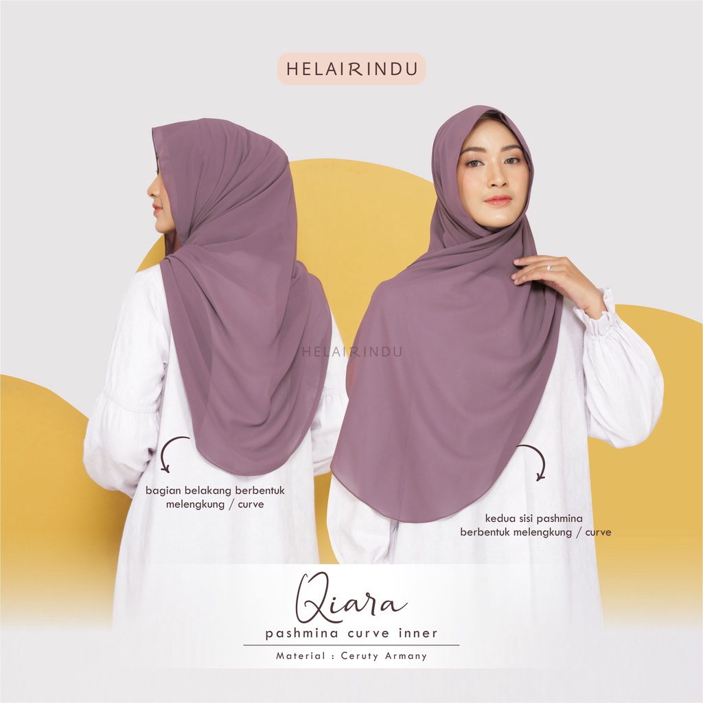 𝐇𝐄𝐋𝐀𝐈𝐑𝐈𝐍𝐃𝐔 - Hijab Pashmina Instan Inner Oval 80 x 180cm | Pasmina Ceruty Baby Doll Instan Masker