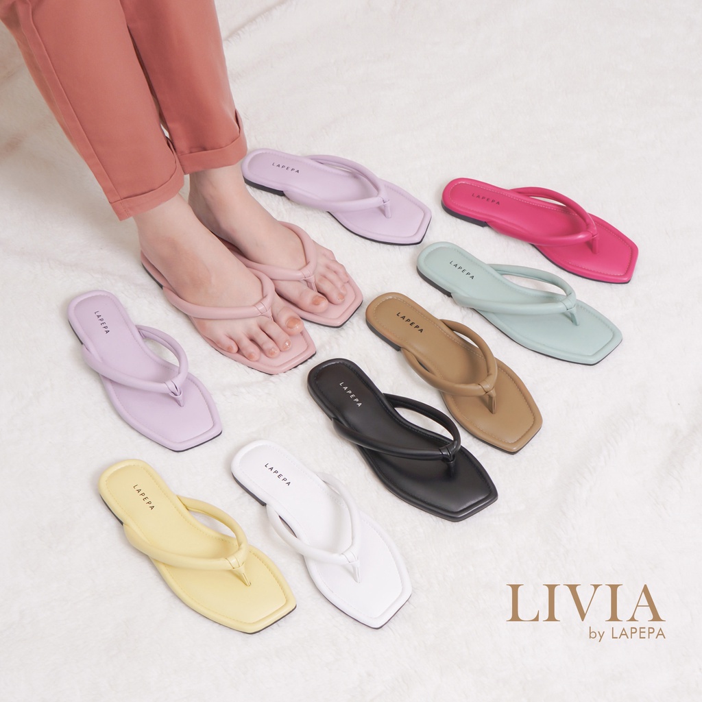 AVLINSTORE - tipe LIVIA Sandal Wanita Jepit Flat Cewek Teplek Kekinian Empuk