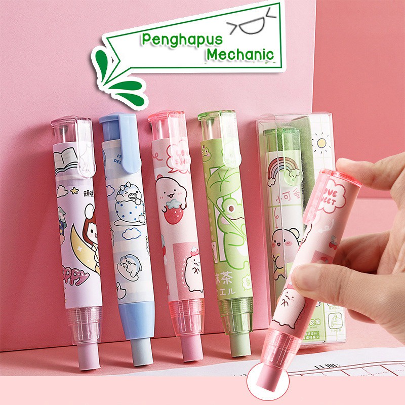 BUY 1 GET 1 REFILL PENGHAPUS MEKANIK LUCU ERASER MECHANIC ALAT KOREKSI PENSIL HAPUSAN MOTIF KARTUN LUCU PERLENGKAPAN ALAT TULIS SEKOLAH KANTOR @banyak