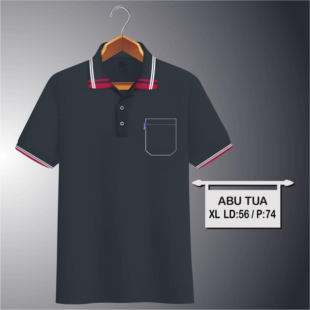 Kaospolos - Kaos pria saku dewasa kerah sport | kaos kerah pria polos saku lengan pendek 03