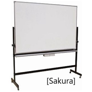 

Tuhe Papan Tulis / Whiteboard Magnetic Tiang + Roda 2 Sisi Sakura
