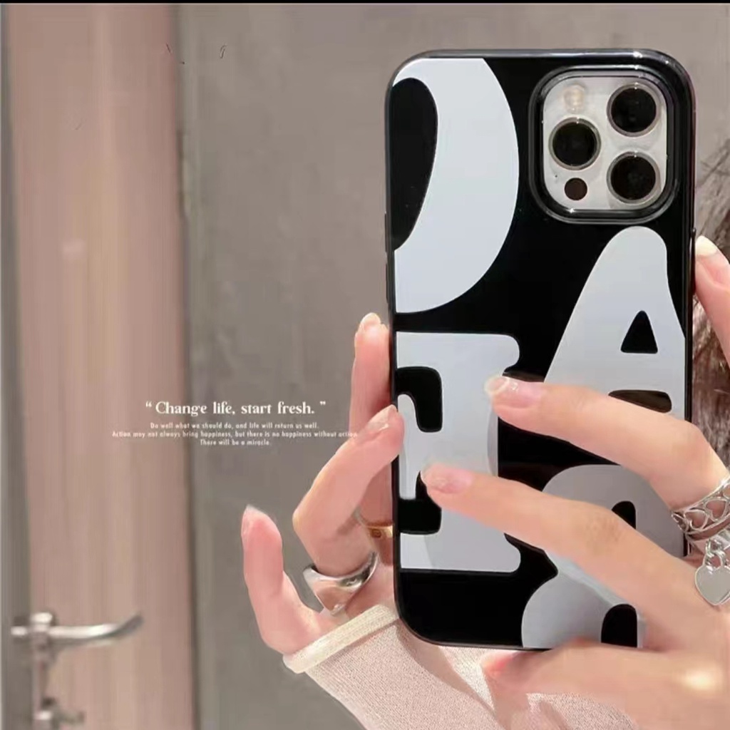 IPHONE Ins Pola Huruf Cocok Untuk Iphone14 14pro 14plus 13 13mini 13pro 13prm iPhone12 7Plus 8Plus Xr XS 13 12mini Pro Max Empat Sudut Casing Ponsel Tahan Guncangan