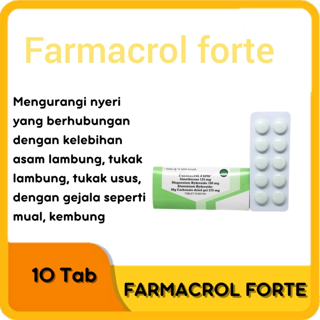 Farmacrol Forte Tablet Kunyah Mengatasi Maag , Kembung Dan Asam Lambung ORIGINAL-BPOM