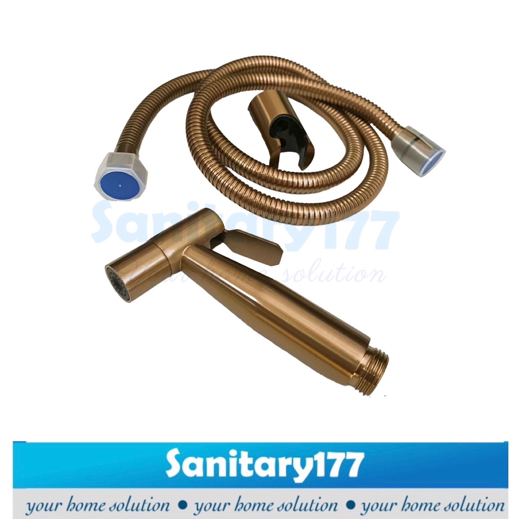 Paket Semprotan Kloset  BROWN stainless 304 + stop kran tee -jet shower bidet washer toilet spray wc cebok bathroon kamar mandi stenles