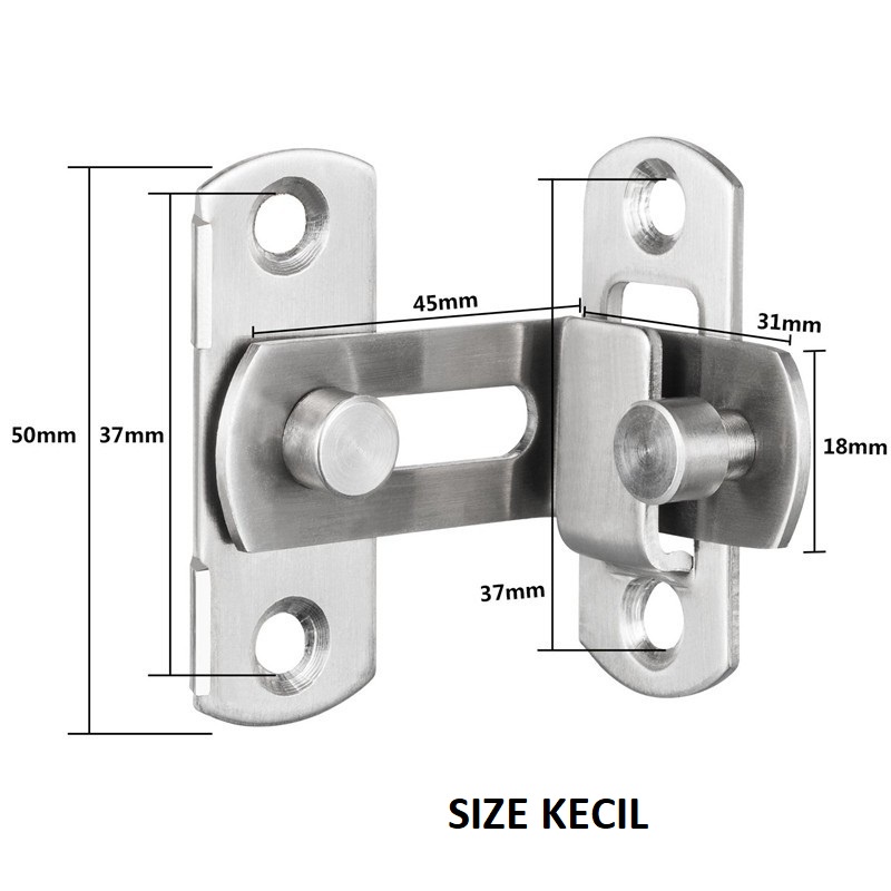 Grendel Siku Kait / Kunci Pintu Sliding Geser Kait Siku