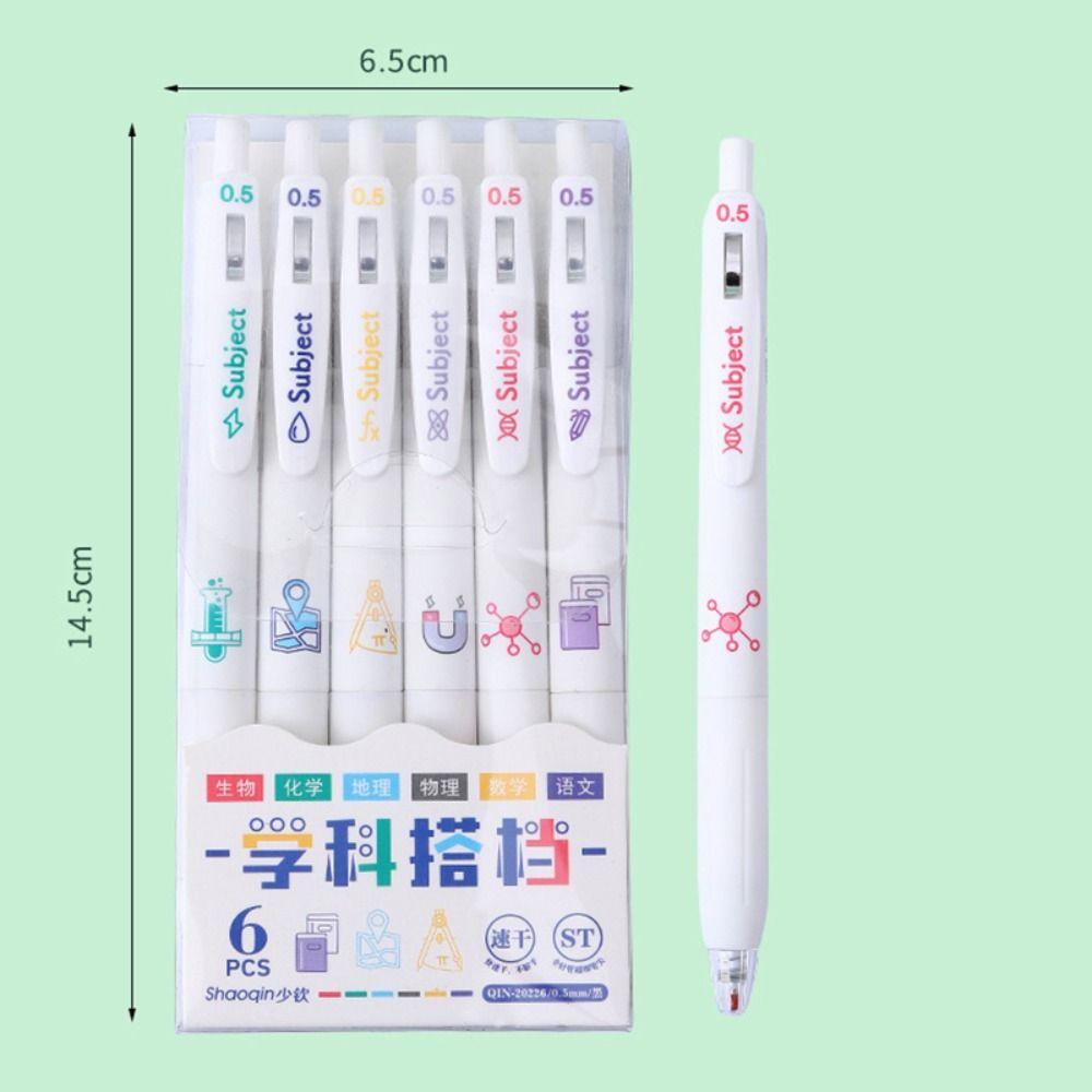 Nanas 6PCS /Set Pena Gel Perlengkapan Kantor Sekolah Alat Tulis Press Type Signature Pen