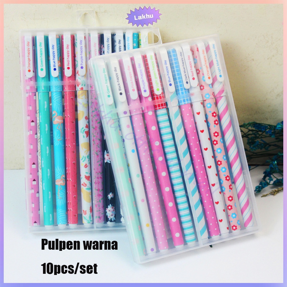 Lakhu Pulpen Pen Gel Motif Lucu 10Pcs/Ballpoint Bolpen Gel Karakter