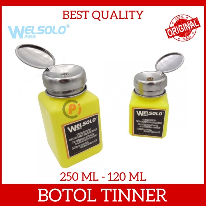 WELSOLO Botol Pompa Untuk Tinner Tech Pump Dispenser Isi 120 / 250 mL