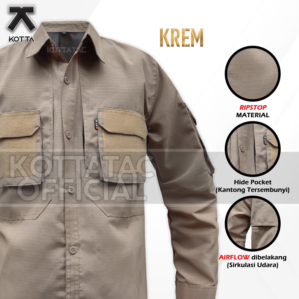 KEMEJA TACTICAL KREM CREAM PDL 511 PREMIUM - KEMEJA OUTDOOR - KEMEJA LAPANGAN KREM - KEMEJA LAPANGAN KHAKI