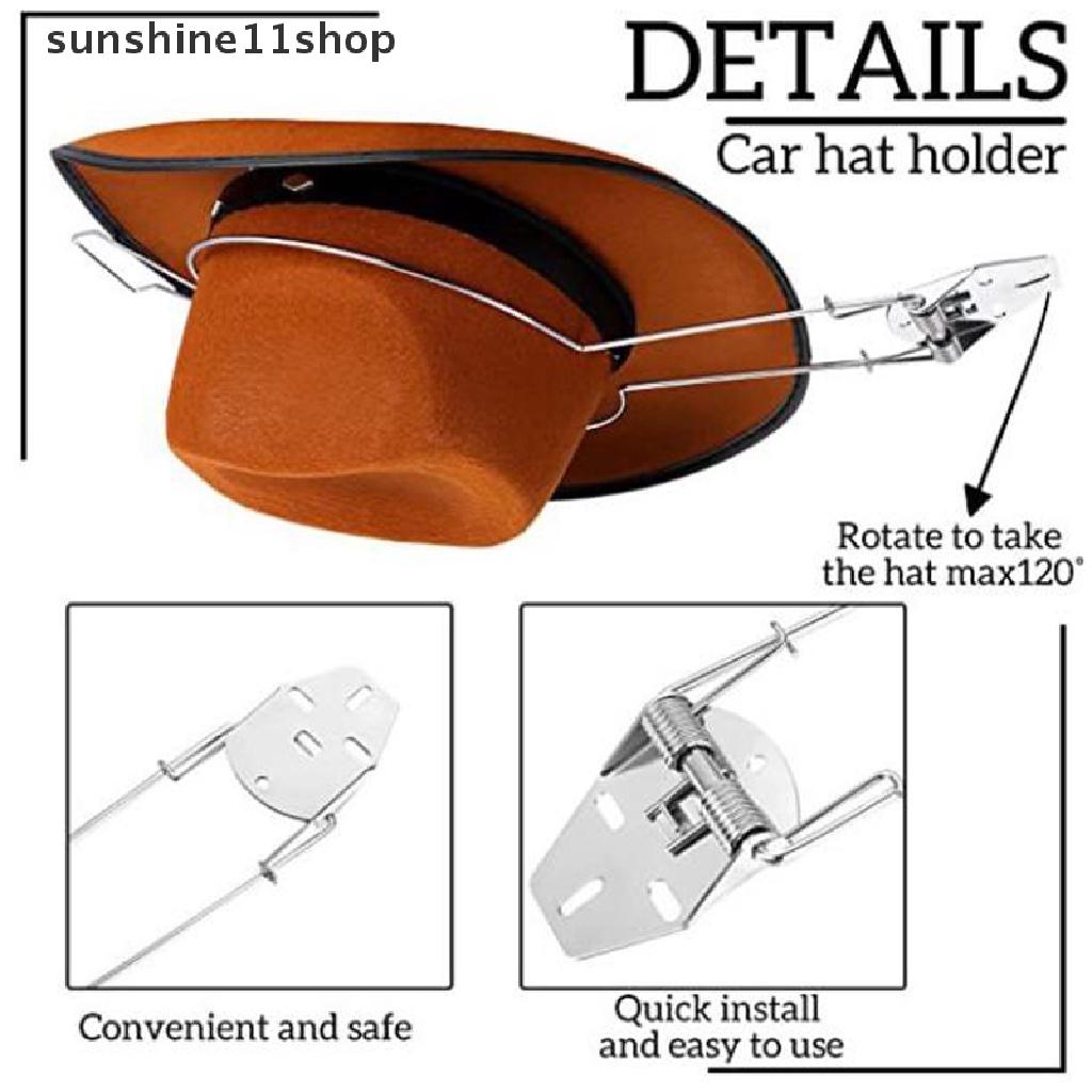 Sho 1Pc Steel Car Mounted Cowboy Hat Holder Rak Topi Penyimpanan Mobil Multifungsi N