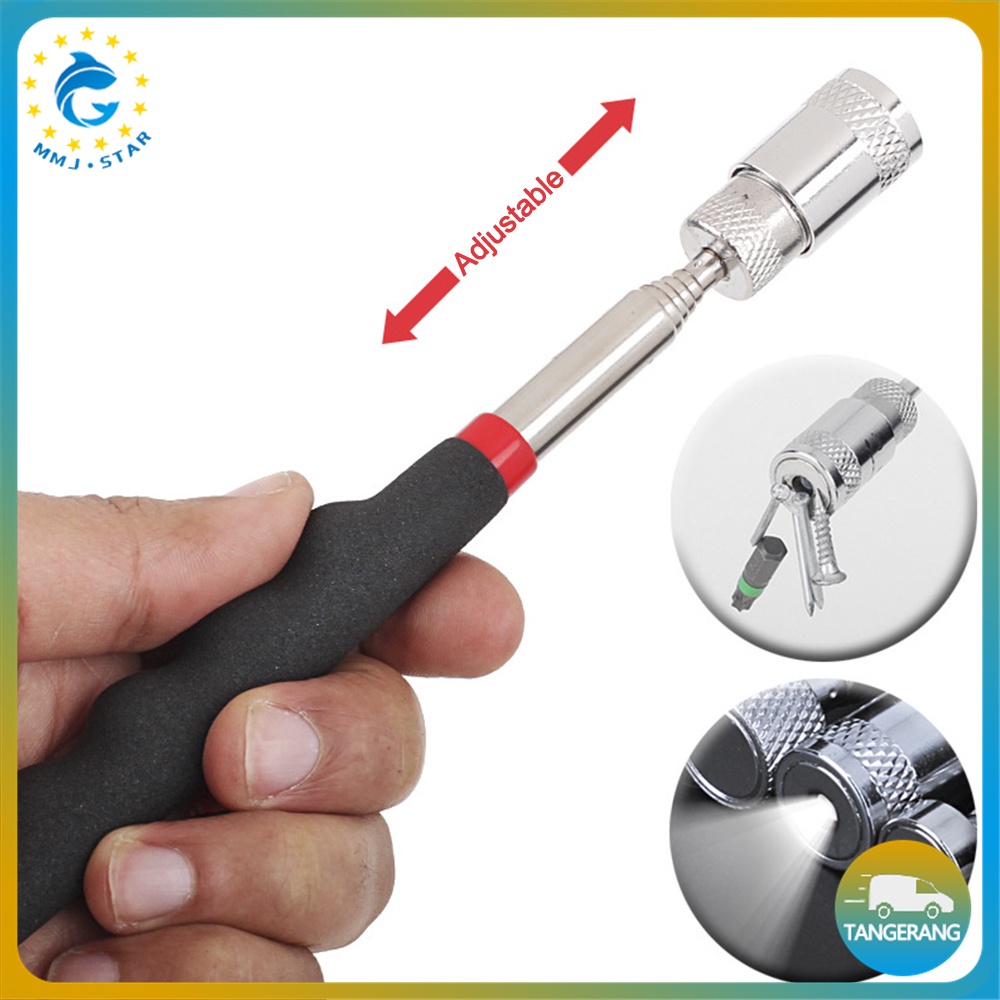 【Dengan Lampu】Alat Pick Up Magnet Teleskopik/Telescopic Magnet Pick Up Tool/Stik Magnetik Pick Up/Tongkat Magnetik Menjemput