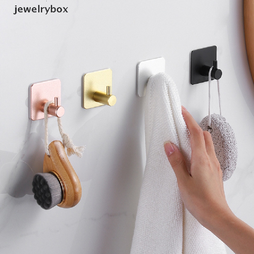 [jewelrybox] Kait Dinding Perekat Dipasang Kunci Pintu Kain Mantel Kamar Mandi Gantungan Gamis Peralatan Dapur Rak Rak Tas Hook Organizer Untuk Butik Gantung